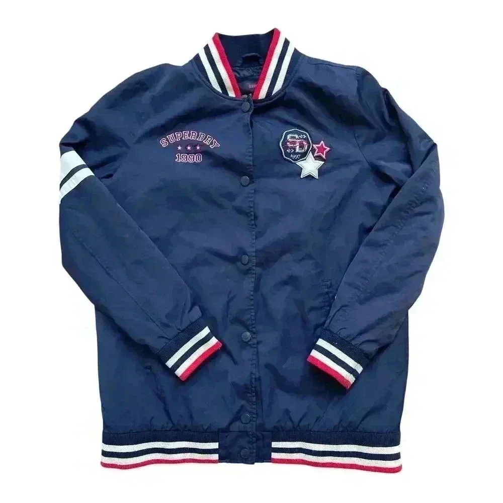 Vintage Superdry Sport 1990 Manhattan New York USA Bomber Jacket Men's M Snap Up